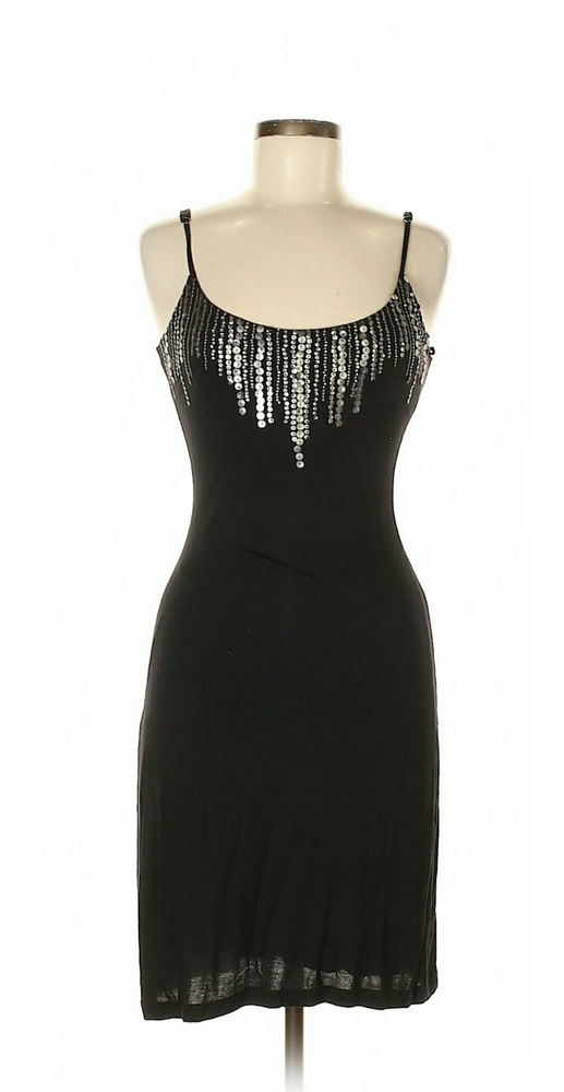 NWT Black/Silver Sequin Velvetine Slip Dres